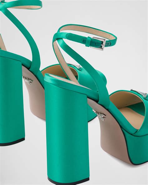 prada logo patent sandal|prada high heeled satin sandals.